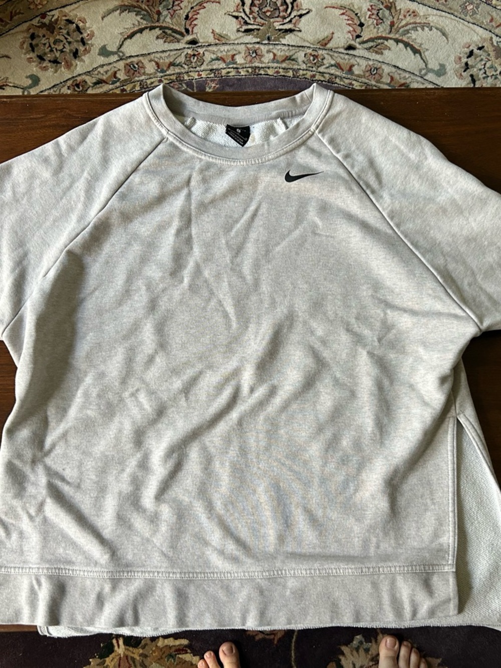 Nike Light Gray Crew Sweatshirt with Black Swoosh